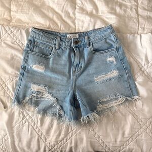 Cello Light Blue Ripped Jean Shorts
